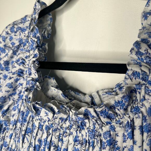 Lug Von Siga Blue Floral Smocked Elisa Maxi Dress Size 38/6 - Picture 6 of 10